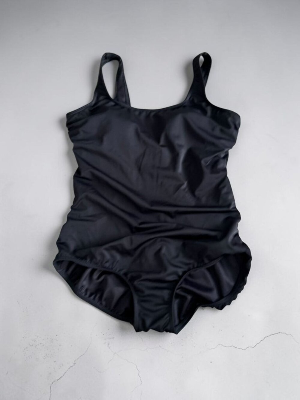 LANDS END Women's Black Full Coverage Bottom One Piece Swimsuit Size 12P